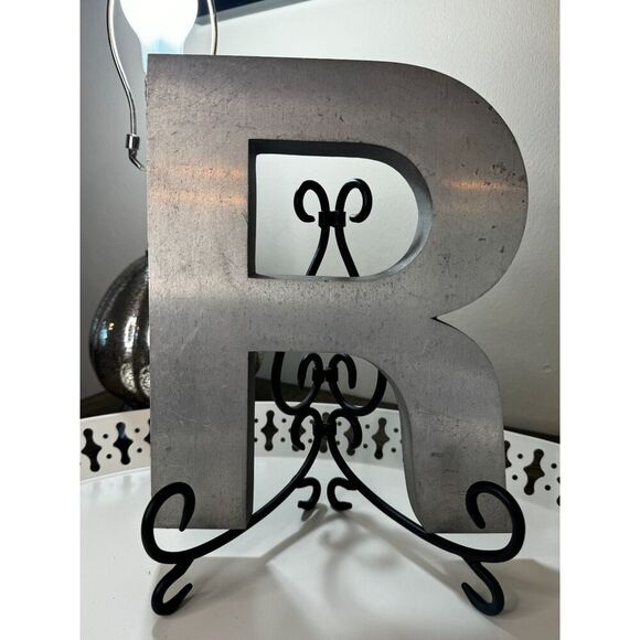 none Other - Vintage Industrial Chic metal letter - salvaged sign letter R